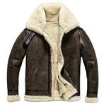 Jinfei Winter Sheepskin Shearling Jacket Men Vintage B3 Bomber Male Aviator Genuine Leather Jackets Real Heavy Fur Coat