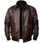 Genuine Sheepskin Bomber Leather Jacket Men Motorcycle Leather Jackets Brown Color Men's Leather Jacket
