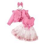 Korean Style Rose Baby Girl Birthday Dresses for 2Y Flower Girl Child Clothes for Birthday Party Kid Girl Dress with Jacket