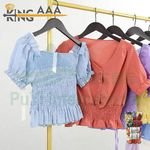 Plain Dyed Cotton Blouse Ladies Used Clothing Korea Summer Blouse for Women