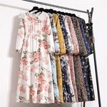 Elegant Floral Print Women Dress Spring Summer Casual O Neck Long Sleeve Chiffon a Line Long Maxi Dress Party Vestidos