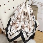 Women's High Fashion Large 90x90 Square Polyester Silk Scarf New Luxury for Spring Autumn Long Style
