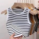 Summer Regular Sports Stripe Camisole Vest Tanks Camis Women's tank Tops Crop Tops