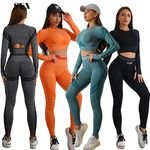2024 NEW BT Custom Activewear Outfits Women Workout Clothing Long Sleeve Leggings Seamless Gym Fitness Sets Yoga Set