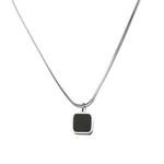 High-Grade Stainless Steel Necklace with Square Pendant Simple Black Design Trendy Unisex Clavicle Chain for Men Women Children