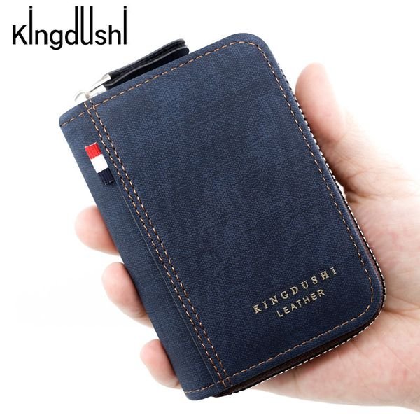New Men's 9 Card Slots Wallet Simple Zipper PU Wallet Coin Purse Card Bag Retro Bank Card Organ Bag