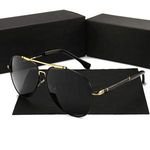 High Quality Men's Designer Polarized Sunglasses Famous Brands Luxury Metal Shades for Driving Black and Red Frame Colors