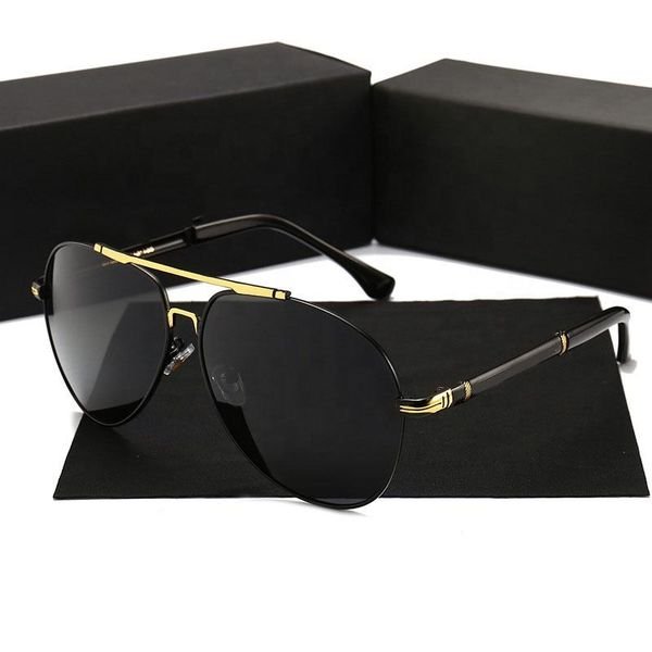 High Quality Men's Designer Polarized Sunglasses Famous Brands Luxury Metal Shades for Driving Black and Red Frame Colors
