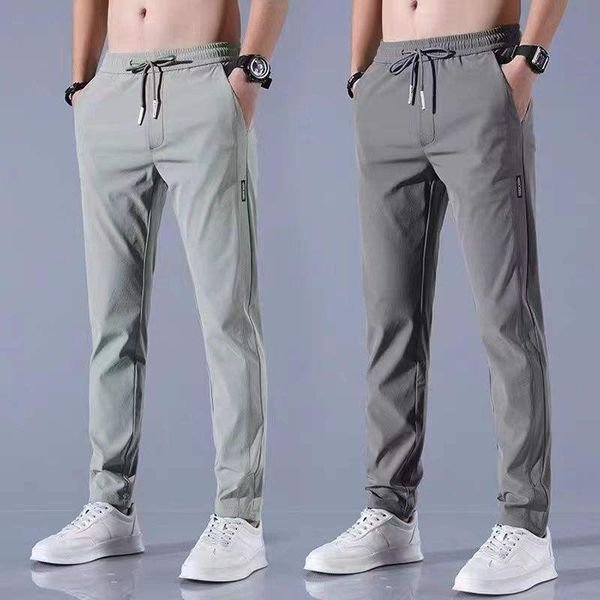 Ice Silk Stretch Casual Pants Men Summer Thin Trend Loose Straight Breathable Sports Pants Sports Pants Men Trousers New Fashion