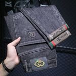 2024 Fall/Winter Men's High-End Trendy Brand Skinny Jeans Black Grey All-Match Fleece-Lined Stretch Slim-Fit Denim Casual Style