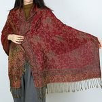 Ethnic Wind Jacquard Shawl Warm Shawl Autumn Winter Women's Scarf Short Fringe Long Ethnic Wind Neck Wholesale