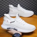White Breathable Sneakers with Non Slip Sole Lightweight Sport Running Casual Sneaker Shoes