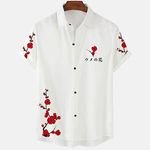 RNSHANGER Summer Mens Floral Chinese Style Shirt Fashion Short Sleeve Hawaiian Shirts for Men Plus Size Casual Quick Dry Shirt