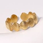 Berserk Elegant Golden Shell Inspired Stainless Steel Open Rings for Girls Gifts