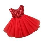 Customizable Best Selling Sequin Kids Dresses Around Neck Sleeveless Girls Dresses Solid Tutu Skirts Princess Dresses