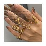 ERESI High End 18K PVD Gold Plated Statement Curve Lines Ring Stainless Steel Women Ring Tarnish Free Jewelry Rings