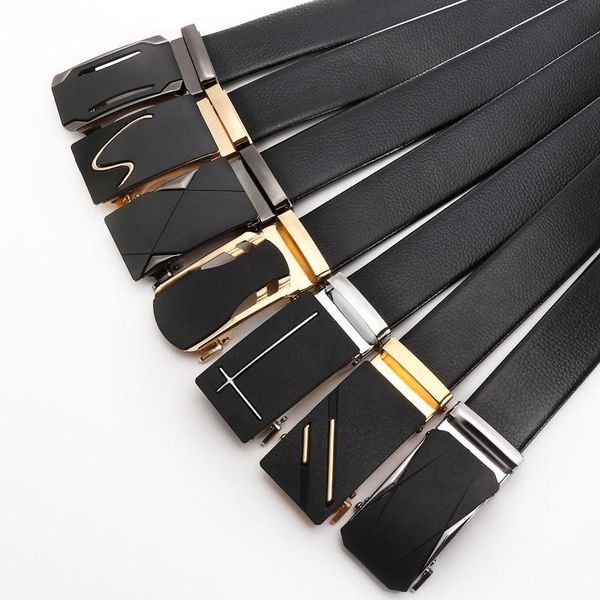 New Worker Buckle Belt Men's Casual Iron Automatic Buckle Belt Imitation Leather Edging Pants Belt Factory Direct Sales