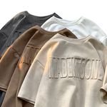 OEM/ODM Heavyweight Apparel Custom Embossed Suede T-shirt Oversized Mens Heavyweight T-shirt Solid Color Embossed T-shirt