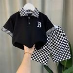 Hot Sale Summer 2pcs Cotton Polo Shirt+Shorts Casual Teenagers Boys CLothes Sets