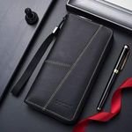 ZR930 New Fashion Men's Long Wallet PU Leather Retro Simple Handheld Billfold ID Card Holder Leisure Bag Money Clip Custom Logo